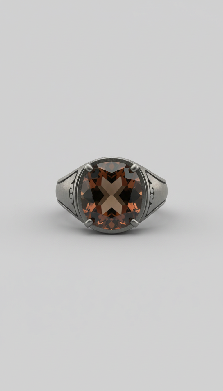 Shadowed Pewter Smoky Topaz Ring