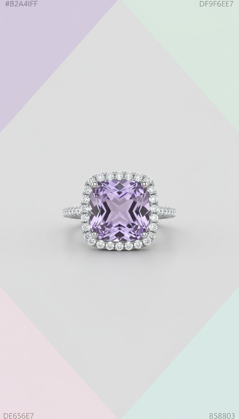 Lavender Amethyst Cushion Ring